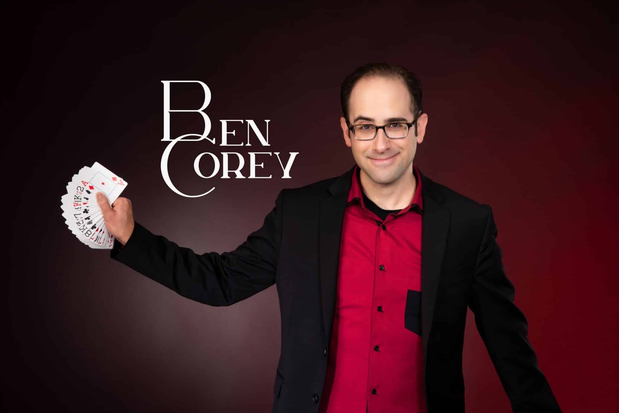 Corporate Magician Ben Corey Holding Cards